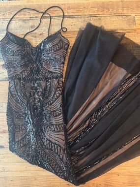 Brooke Lace-Up Mermaid Sequin Mesh Formal Dress size XS